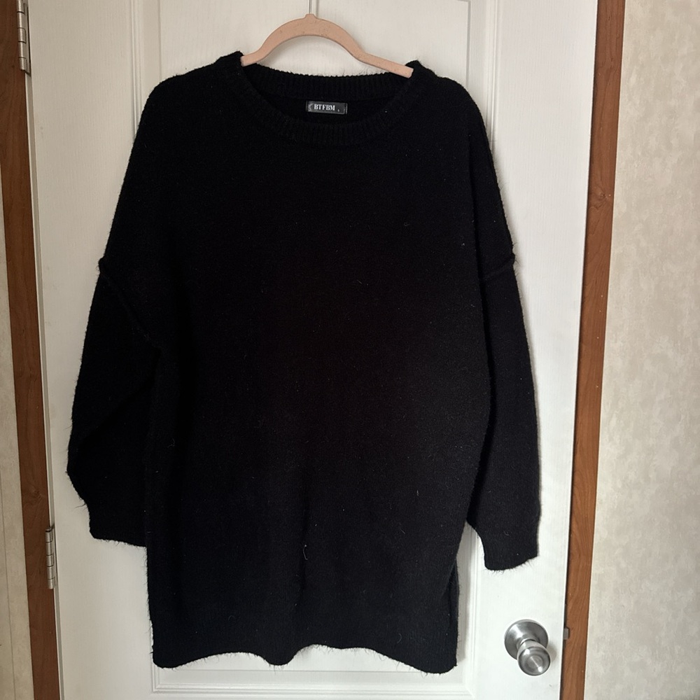 black sweater dress